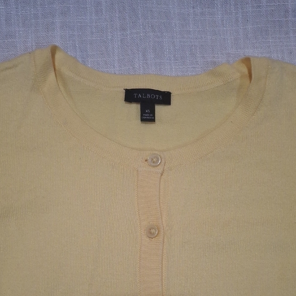 Talbots  Women's Cardigan Sweater Size XS cotton 3/4 Sleeves Yello - Picture 3 of 7
